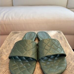 Bottega Veneta Green Quilted Slide Sandals